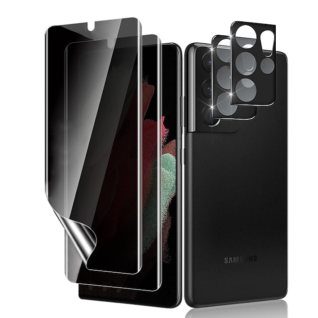  2 adets telefon Ekran Koruyucu Uyumluluk Samsung S21 Plus S21 Ultra S21 S20 S20 Plus Ön ve Kamera Mercek Koruyucu TPU Hidrojel Ultra ince Çizilmeye Dayanıklı Gizlilik İçin Casus Karşıtı Cep Telefonu