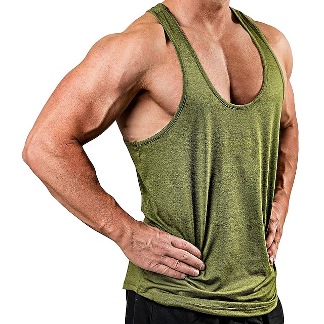 Sports & Outdoors Running, Jogging & Walking | Mens Yoga Top Summer Solid Color Green Grey Yoga Fitness Gym Workout Tank Top Spo