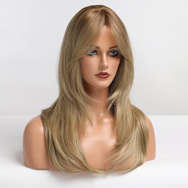 Beauty & Hair Wigs & Hair Pieces | Ash Blonde Hair Long Layered Curly Wig Shoulder Length Heat Resistant Synthetic Wigs for Wome