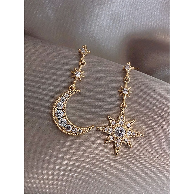 Shoes & Bags Fashion Accessories | Womens Mismatch Earrings Geometrical Moon Star Fashion Vintage Modern French Sweet Earrings J