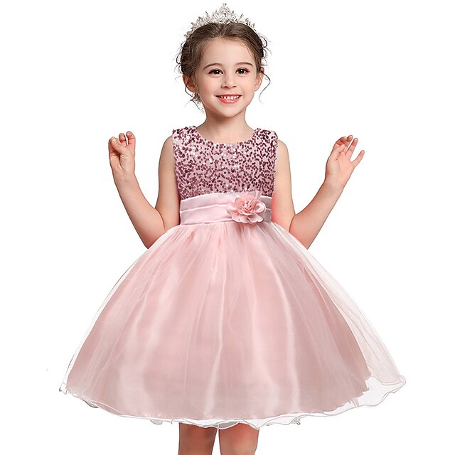 Kids Little Girls' Dress Floral Solid Colored Flower Tulle Dress Party ...