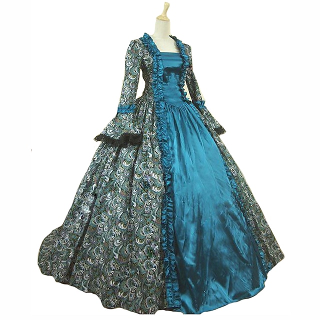  Rokoko Viktorianisch Renaissance Cocktailkleid Vintage-Kleid Kleid Partykostüm Maskerade Ballkleid Boden-Länge Prinzessin Damen Ballkleid Quadratischer Ausschnitt Übergröße Weihnachten Halloween