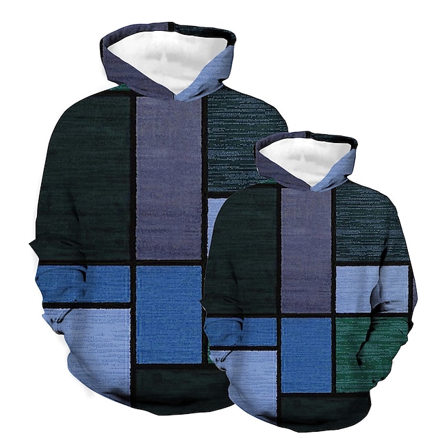 Baby & Kids Matching Outfits | Mens kids Pullover Hoodie Sweatshirt Plaid Graphic Color Block Hooded Casual Daily Holiday Sports