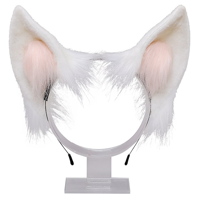  orelhas de besta lolita feitas à mão pele de cosplay vertical orelhas de raposa branca bandana perucas de festa de halloween