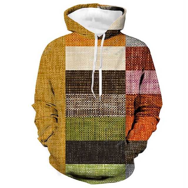  Per uomo Grafico Plaid Blocco di colori Felpa con Cappuccio Felpe con cappuccio Felpa Designer Abbigliamento Sportivo Manica Lunga Con Cappuccio Casuale Quotidiano Ferie Rosso Blu Allacciato Autunno