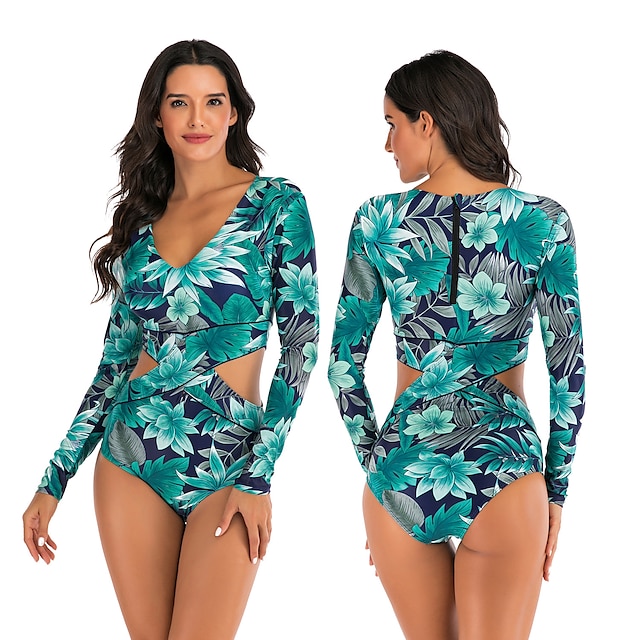 Sports & Outdoors Surfing, Diving & Snorkeling | Womens Rash Guard One Piece Swimsuit UV Sun Protection Breathable Quick Dry Lon