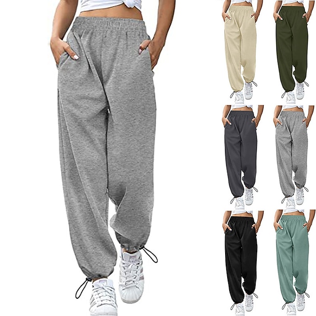  Pantalones de chándal para mujer, joggers con bolsillos, pantalones de salón para entrenamiento de yoga, correr