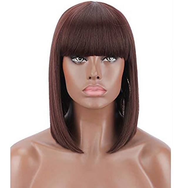 Beauty & Hair Wigs & Hair Pieces | Synthetic Wig Straight With Bangs Machine Made Wig Short A1 A2 A3 A4 A5 Synthetic Hair Womens