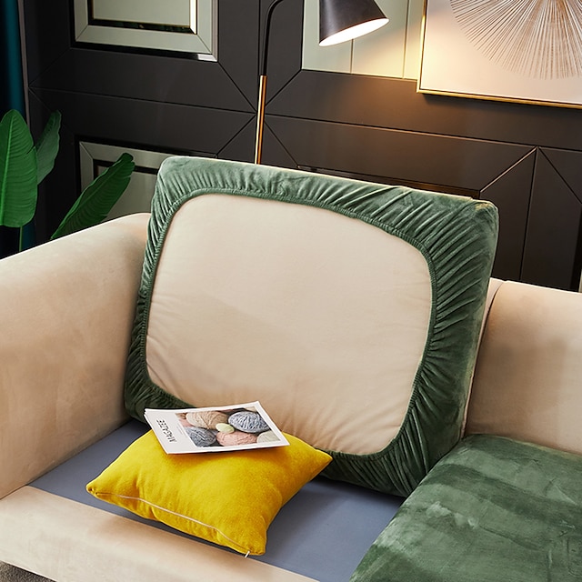  housse de coussin de siège de canapé extensible housse de velours canapé élastique fauteuil causeuse 4 ou 3 places gris bordeaux rouge noir bleu uni solide doux durable lavable