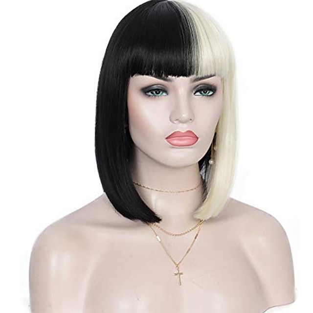 Beauty & Hair Wigs & Hair Pieces | Synthetic Wig Straight With Bangs Machine Made Wig Short A1 A2 A3 A4 A5 Synthetic Hair Womens