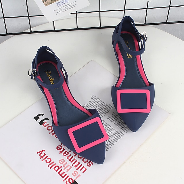 Shoes & Bags Womens Shoes | Womens Heels Pointed Toe Daily PVC Buckle Spring Summer Solid Colored Gray Purple Blue - VK67603