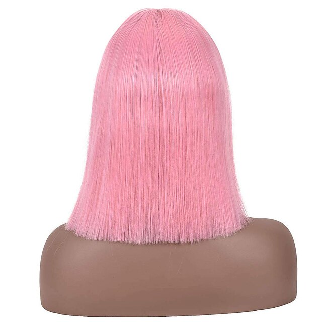 Beauty & Hair Wigs & Hair Pieces | Pink Wigs for Women Cosplay Costume Wig Straight Middle Part Wig Pink One Color Synthetic Hai