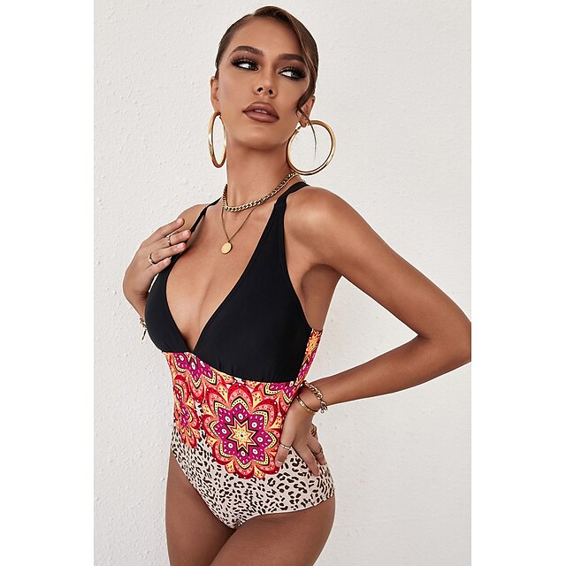 Womens Clothing Womens Swimwear | Womens Swimwear One Piece Swimsuit UV Protection Quick Dry Tummy Control Floral Leopard Print 