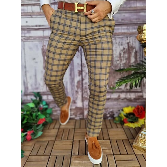 Homme Chino Pantalon Pantalon Cigarette Pantalons de Jogging Pantalon  habillé à carreaux Taille elastique Impression 3D Plaid Bureau Entreprise  Vêtement de rue à la mode 1 2 de 2023 ? US $23.99