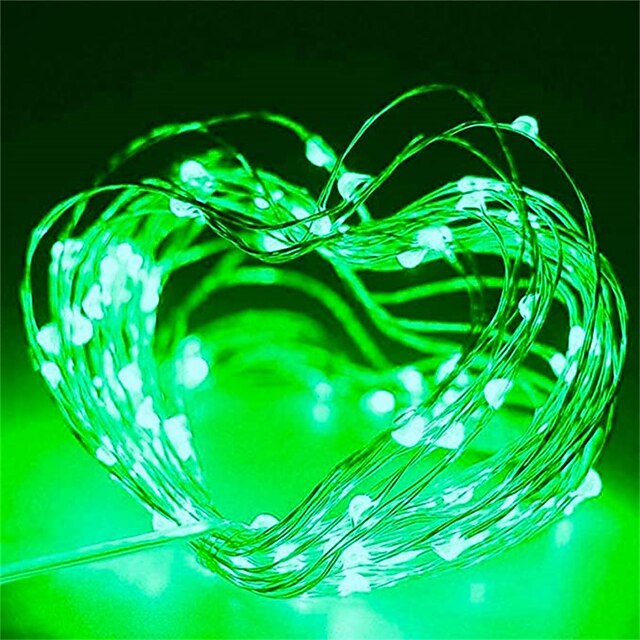  Elegant Wedding Party Reception St. Patrick's Day Green LED Lights, 8 Modes, 5m-20m USB, Waterproof Silver Copper Wire, with Remote, for Home Decoration