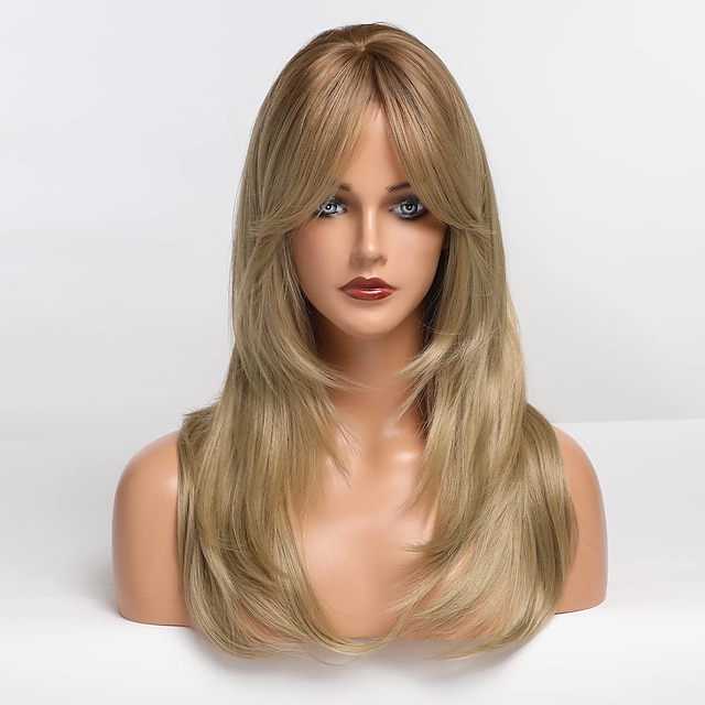 Beauty & Hair Wigs & Hair Pieces | Ash Blonde Hair Long Layered Curly Wig Shoulder Length Heat Resistant Synthetic Wigs for Wome