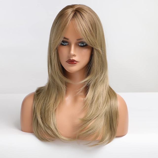 Beauty & Hair Wigs & Hair Pieces | Ash Blonde Hair Long Layered Curly Wig Shoulder Length Heat Resistant Synthetic Wigs for Wome