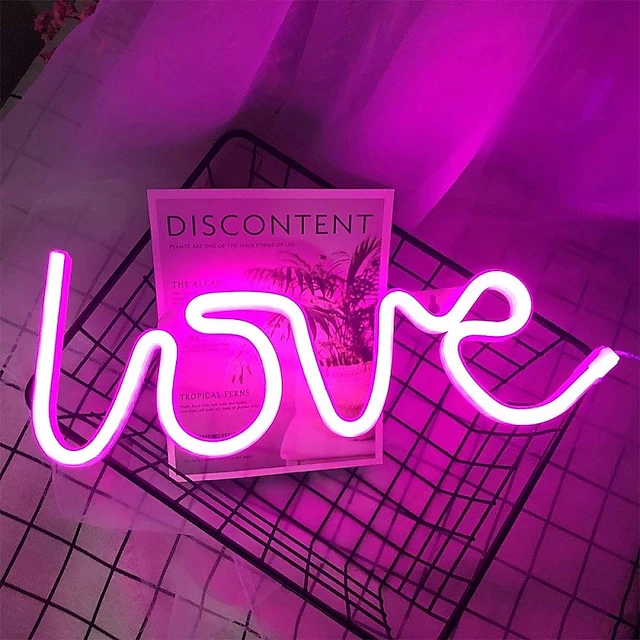 LED Neon Lights Love Shape Night Light Valentine's Day Confession Sign Lamp Battery USB Double Powered Night Light for Christmas Wedding Birthday Party Decoration 8