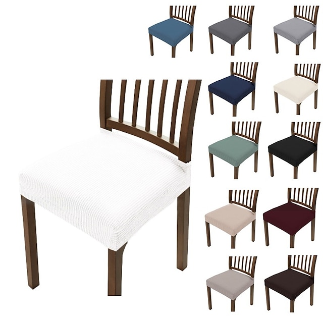  2 pièces housse de siège de chaise de salle à manger housse de chaise extensible noir doux uni couleur unie durable lavable protecteur de meubles pour la fête de salle à manger