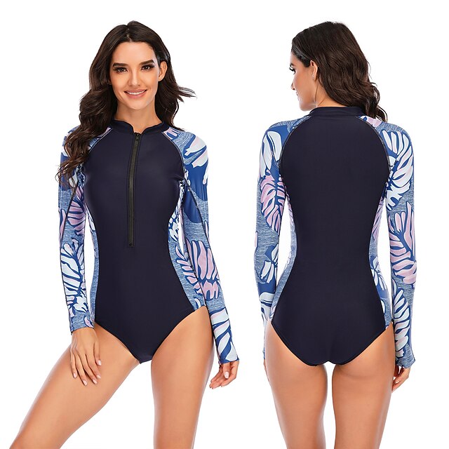 Sports & Outdoors Surfing, Diving & Snorkeling | Womens Rash Guard One Piece Swimsuit UV Sun Protection UPF50+ Breathable Long S