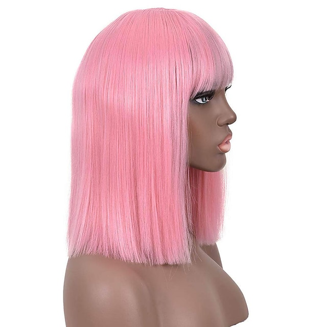 Beauty & Hair Wigs & Hair Pieces | Pink Wigs for Women Cosplay Costume Wig Straight Middle Part Wig Pink One Color Synthetic Hai