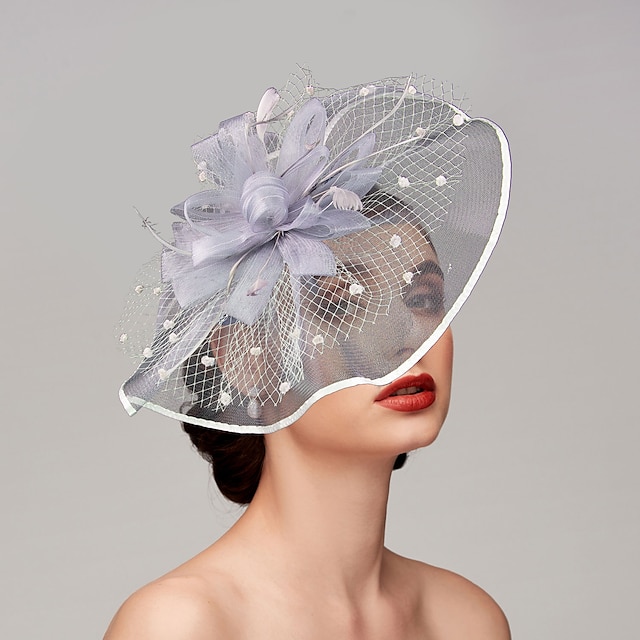  Feathers / Net Fascinators / Hats / Headpiece with Feather / Cap / Flower 1 PC Wedding / Horse Race / Melbourne Cup Headpiece