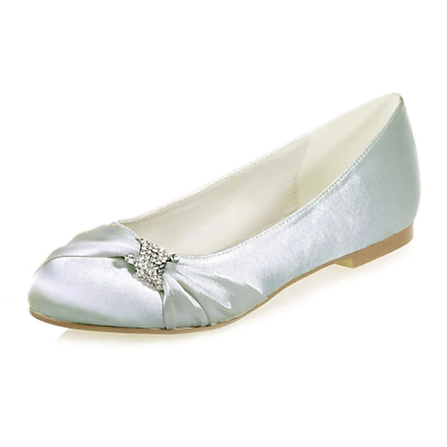 Women's Wedding Shoes Bridal Shoes Rhinestone Flat Heel Round Toe ...