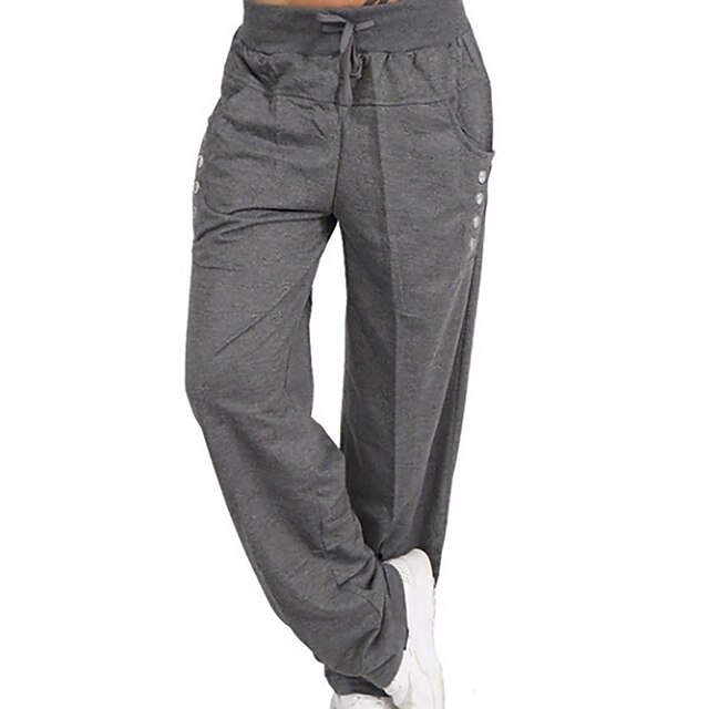 Women's Pants Trousers Sporty Casual Lounge Full Length Natural Solid Color Micro-elastic Vacation Daily Weekend Black Dark Navy Light Grey Dark Gray Fall Winter Regular Fit 14