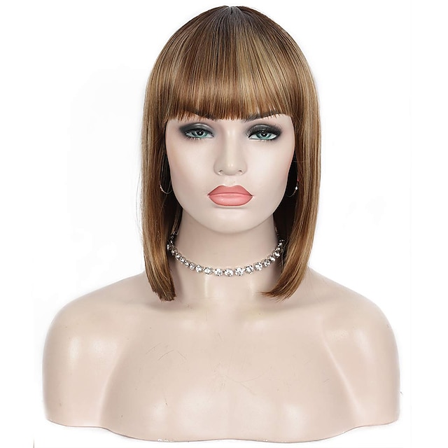 Beauty & Hair Wigs & Hair Pieces | Synthetic Wig Straight With Bangs Machine Made Wig Short A1 A2 A3 A4 A5 Synthetic Hair Womens