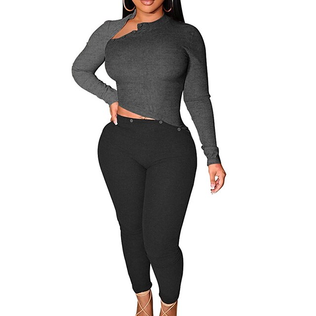 

Women's Jumpsuit Cut Out Button Color Block Turtleneck Active Home Street Regular Fit Long Sleeve Blue Camel Dark Gray S M L Spring