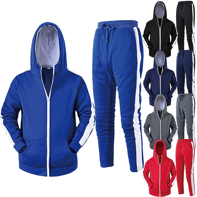 Sports & Outdoors Running, Jogging & Walking | Mens 2 Piece Full Zip Tracksuit Sweatsuit Casual Athleisure Winter Long Sleeve Hi