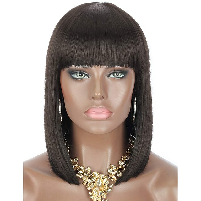 Beauty & Hair Wigs & Hair Pieces | Synthetic Wig Straight With Bangs Machine Made Wig Short A1 A2 A3 A4 A5 Synthetic Hair Womens