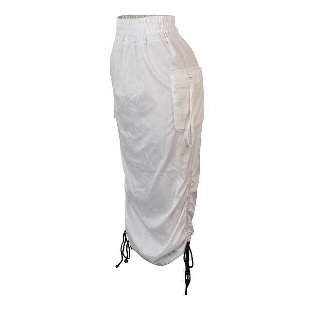 Womens Clothing Womens Bottoms | Womens Fashion Skirts Vacation Casual / Daily Solid Colored Drawstring White Black S M L - KE45