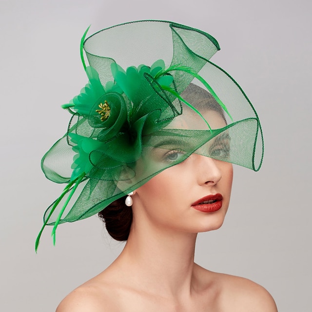  φτερά / net fascinators καπέλο kentucky derby / headpiece με φτερό / καπέλο / λουλούδι 1 pc γάμος / ιπποδρομία / κεφαλή κύπελλου μελβούρνης