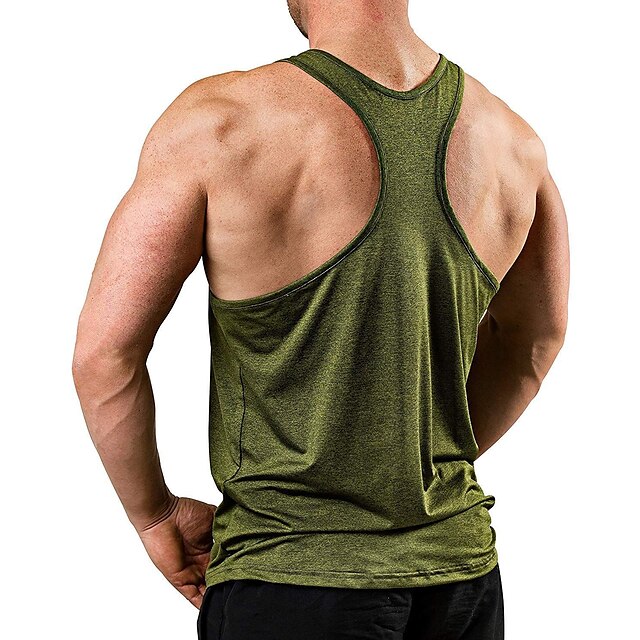 Sports & Outdoors Running, Jogging & Walking | Mens Yoga Top Summer Solid Color Green Grey Yoga Fitness Gym Workout Tank Top Spo