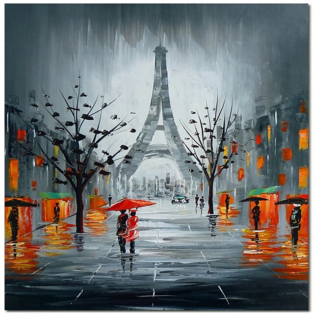 Home & Garden Wall Art | Oil Painting Handmade Hand Painted Wall Art Modern Landscape Eiffel Tower Knife Street LoverHome Decora