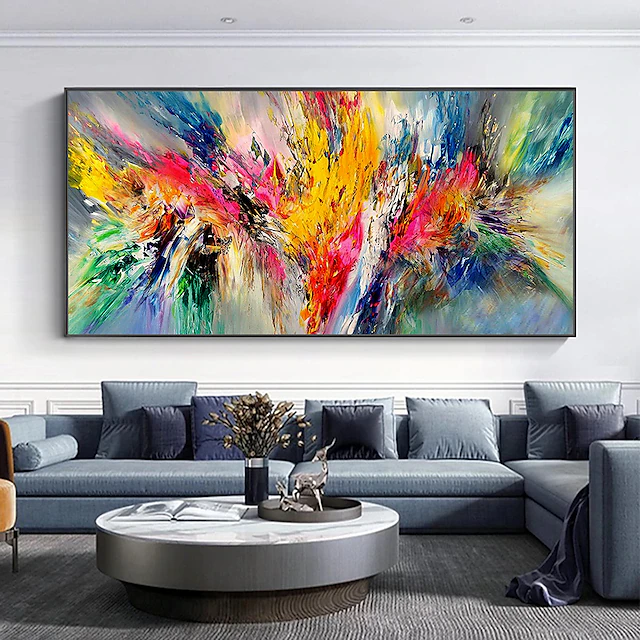 Mintura Handmade Oil Painting On Canvas Wall Art Decoration Modern Abstract Colorful Picture For Home Decor Rolled Frameless Unstretched Painting 8