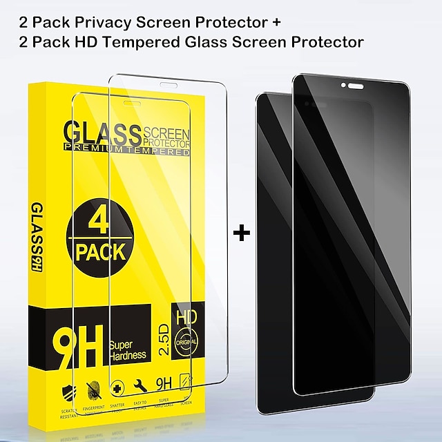  [2 Sets] (2pcs Normal + 2pcs Anti-peep) Front Phone Screen Protector For Apple iPhone 13 12 Pro Max mini 11 Pro Max SE 2020 XR X XS Max 8 7 Plus Glass 9H Hardness Scratch Proof