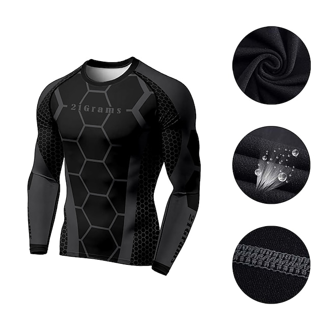 Sports & Outdoors Running, Jogging & Walking | 21Grams® Mens 2 Piece Activewear Set Compression Suit Athletic Athleisure 2pcs Wi