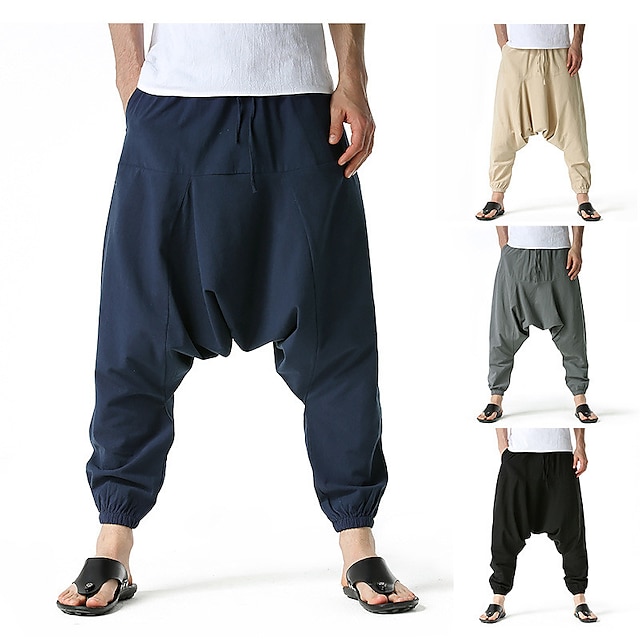 Mens Clothing Mens Bottoms | Mens Casual Harem Sweatpants Baggy Drawstring Elastic Waist Full Length Pants Casual Daily Micro-el