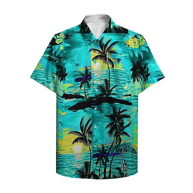  Гавайская рубашка Графическая рубашка Рубашка Алоха Красный Синий Зеленый Одежда Хлопок Оригинальный рисунок