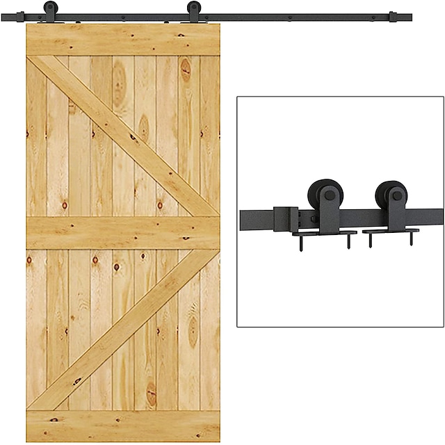 5/6/6.6FT Sliding Barn Door Hardware Kit Modern Hang Style Closet Track Rail Set