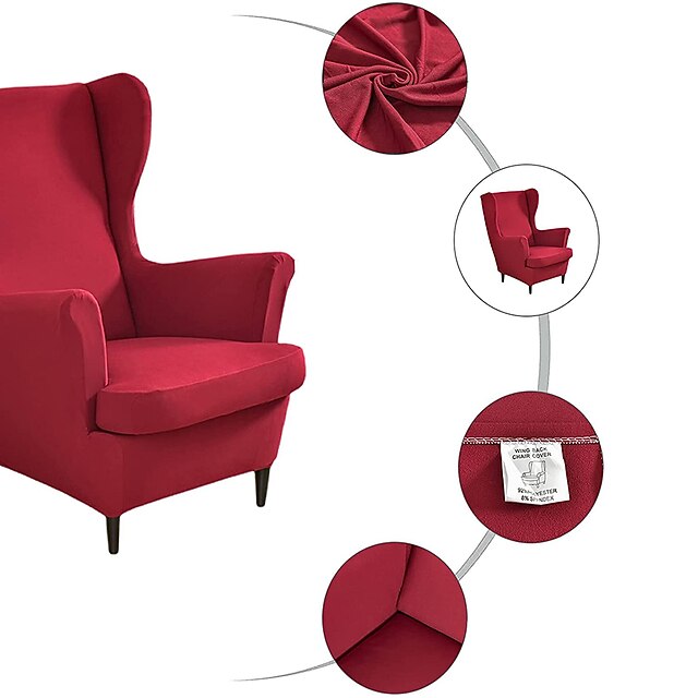 Solid Color Stretch Wingback Chair Cover Wing Chair Slipcovers Spandex Fabric Wingback Armchair