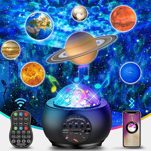  Galaxy Projector Light Music Nebula Projector Multi-function Planet Starlight for Living Room Ceiling Night Light Atmosphere Bedroom Valentine's Day Decoration Family Planetarium