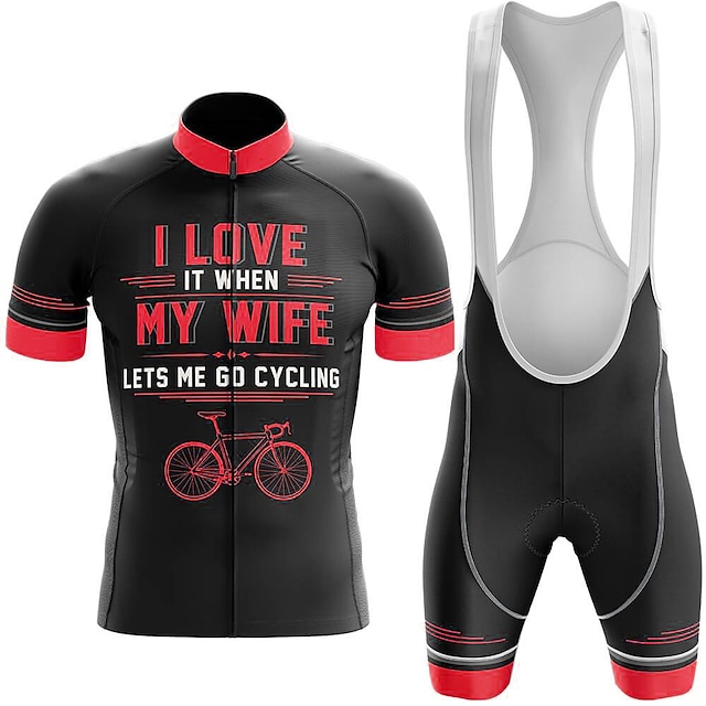  21Grams Herre Sykkeljersey med bib-shorts Kortermet Fjellsykling Veisykling Vinter Svart Rød Blå Grafisk Sykkel Treningsdrakt 3D Pute Pustende Hurtigtørkende Tilbake Lomme Polyester Spandex sport