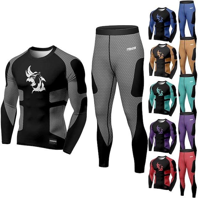 Sports & Outdoors Running, Jogging & Walking | 21Grams® Mens 2 Piece Activewear Set Compression Suit Athletic Athleisure 2pcs Wi