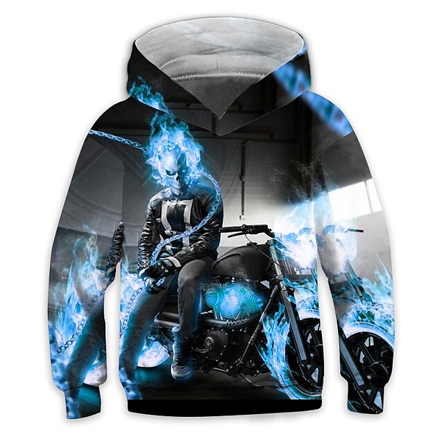 Baby & Kids Boys Clothing | Kids Boys Halloween Hoodie Long Sleeve 3D Print Skull Blue Children Tops Fall Winter Active Fashion 