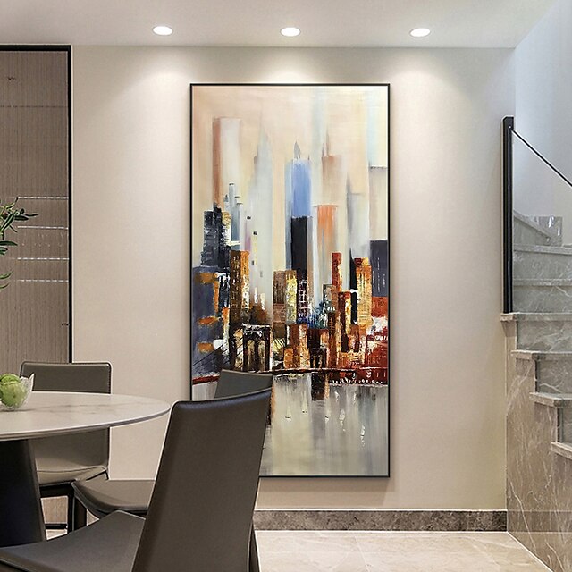 Home & Garden Wall Art | Mintura Handmade Oil Painting On Canvas Wall Art Decoration Modern Abstract City Landscape Picture For 