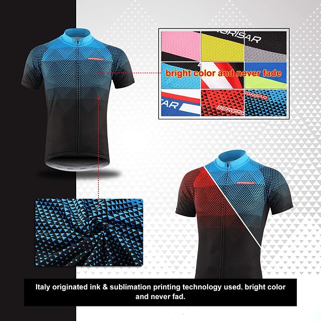 BERGRISAR Men's Short Sleeve Cycling Jersey with 3 Rear Pockets Summer