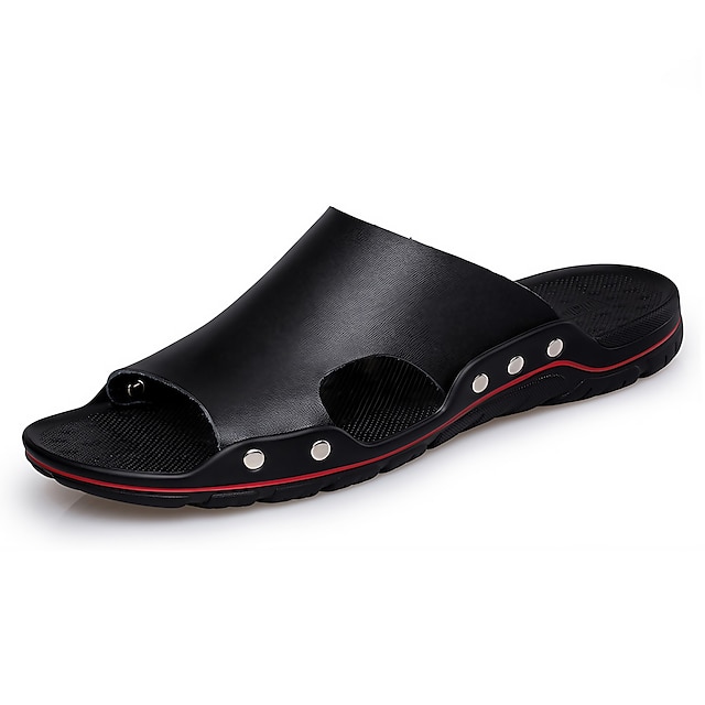 Men's Sandals Slides & Flip-flops Casual Daily Faux Leather Loafer ...